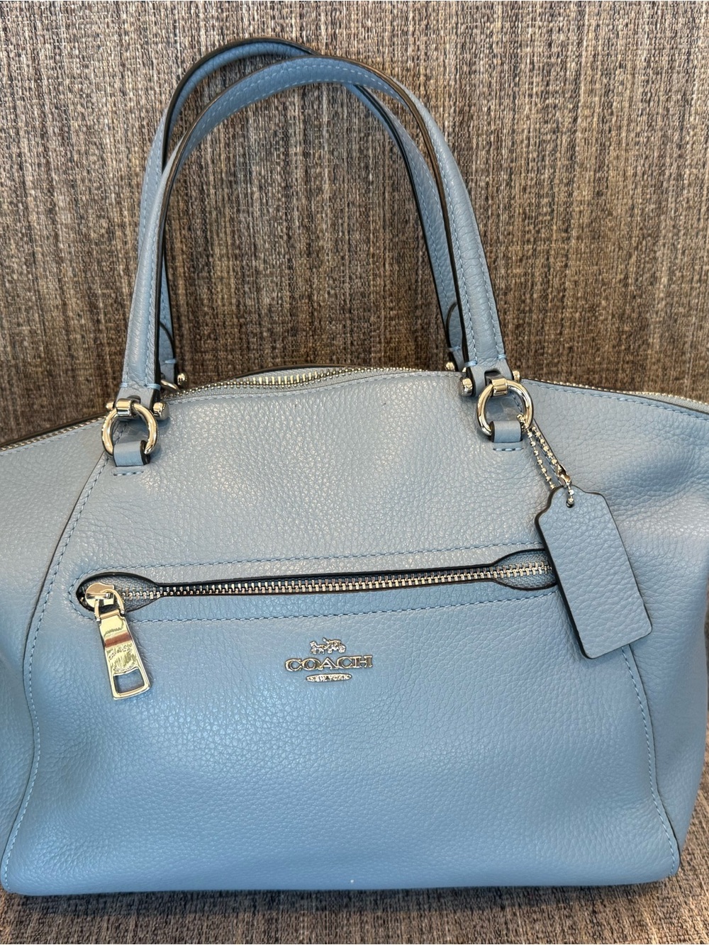 Coach Prairie Satchel in Powder Blue Pebbled Leather (Missing Long Strap)